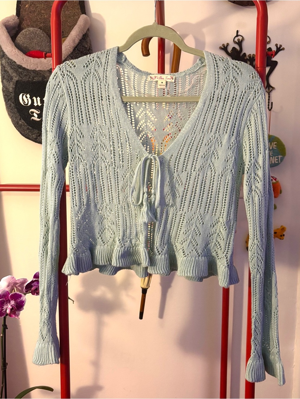 It's Our Time Sky Blue Open-Knit Cardigan